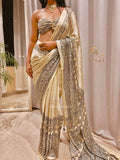 Vamika | Designer Handcrafted Ajrakh Saree - Zari by Priyanka