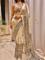 Vamika | Designer Handcrafted Ajrakh Saree - Zari by Priyanka