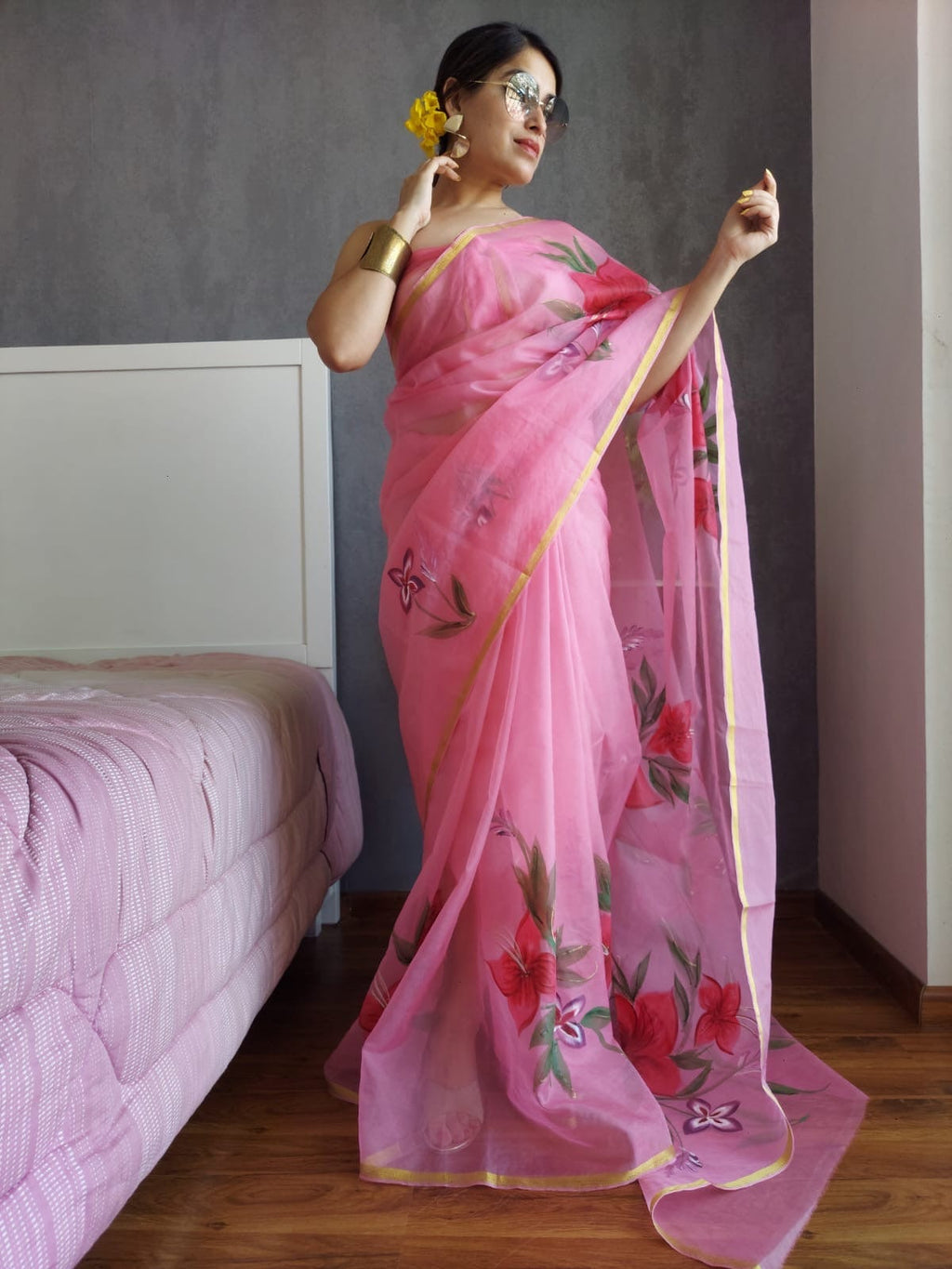 Noorin - Handpainted Organza sarees