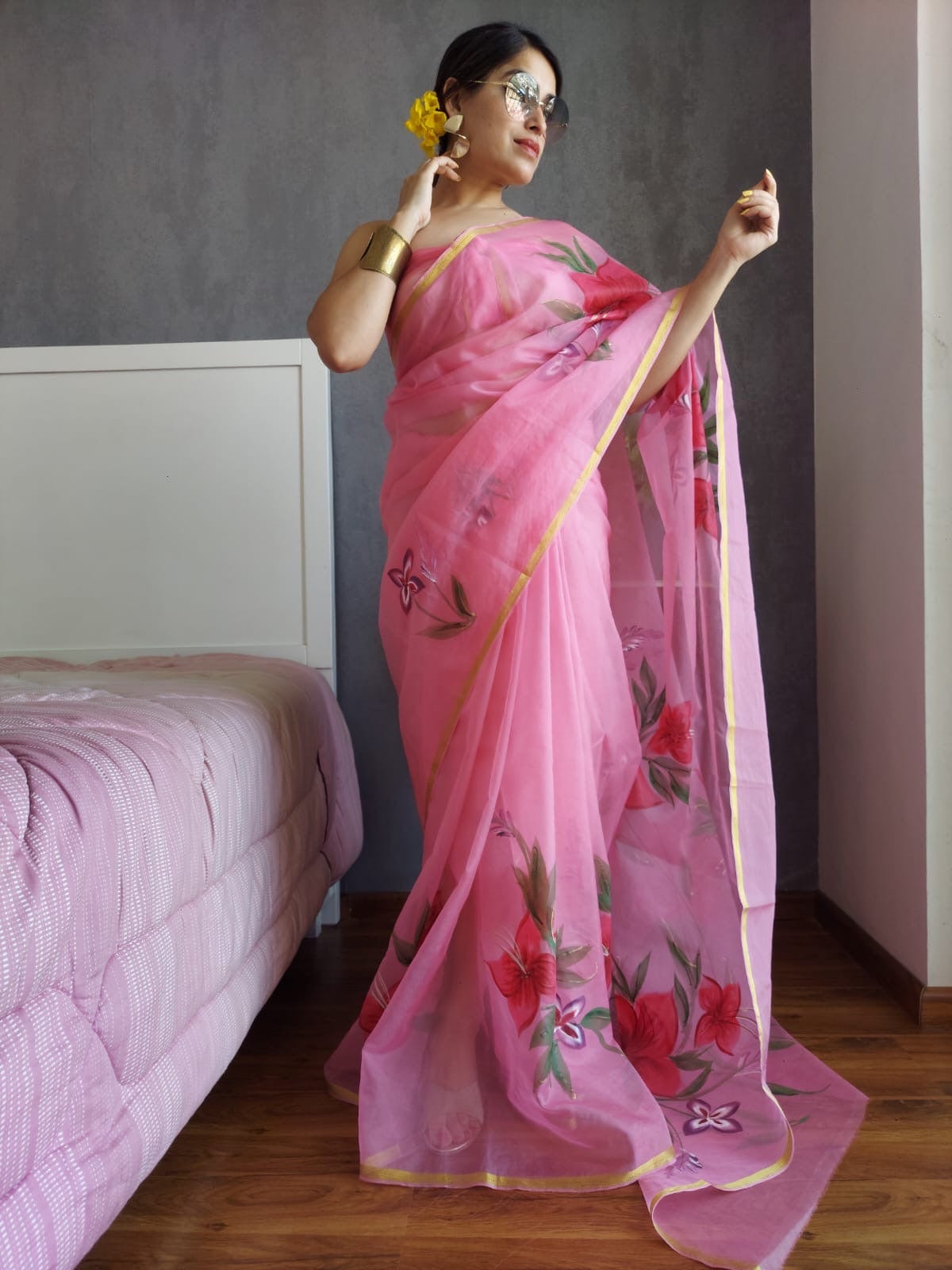 Noorin - Handpainted Organza sarees