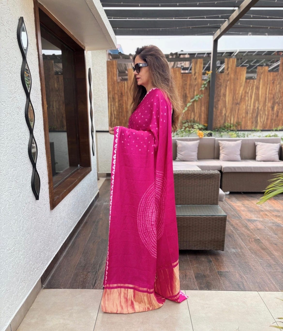 Neha - Pure Modal Silk Bandhej Saree