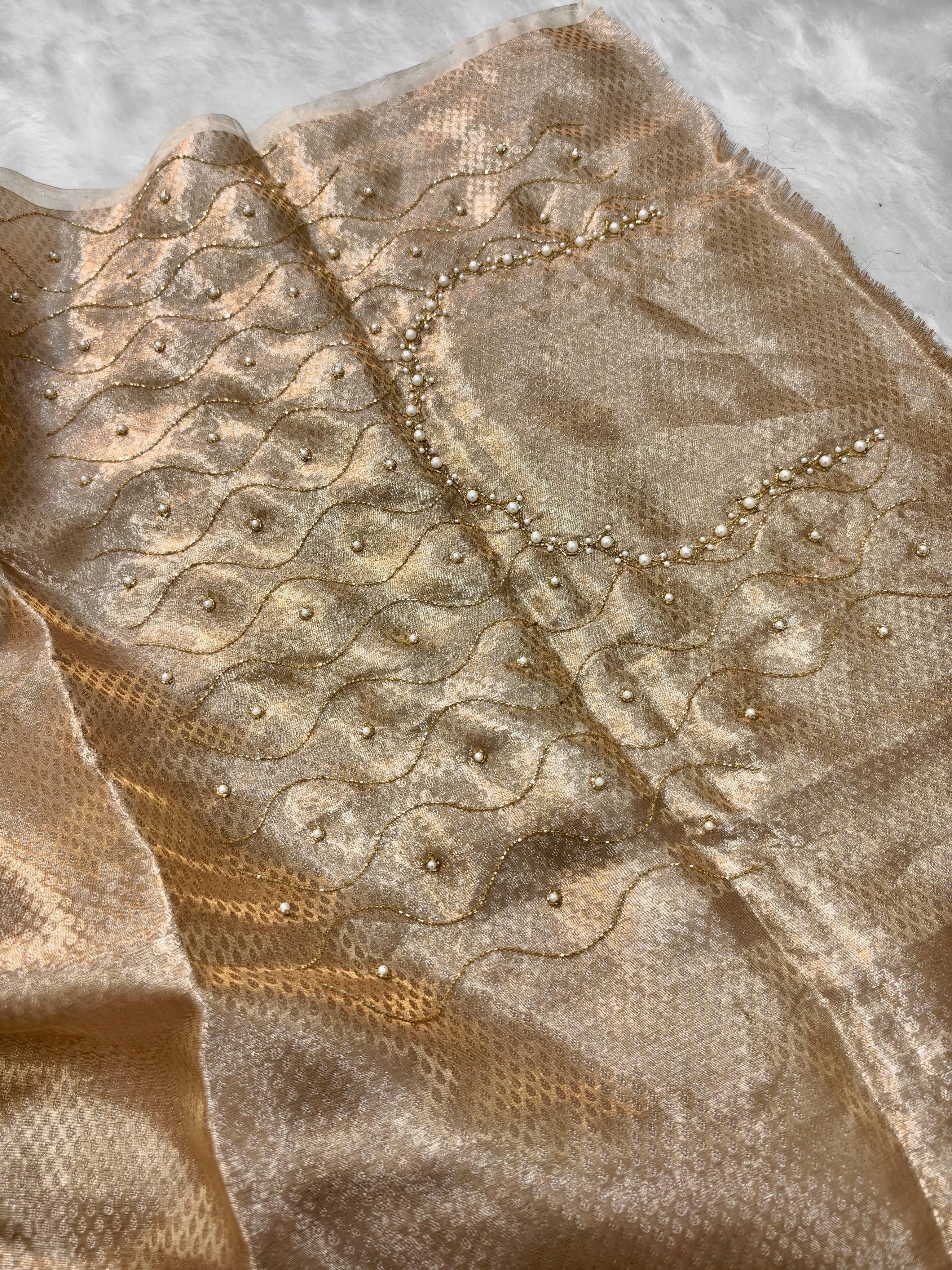 Vedika - Pure Banarasi Tissue Silk Saree with Pearl embellishments