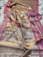 Sakhi - Regal Silver-Gold Pure Tissue Brocade saree