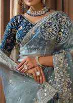 Nivika - Designer Organza Satin Saree