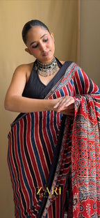 Stuthi - Pure Modal Ajrakh saree [Ready to Dispatch]