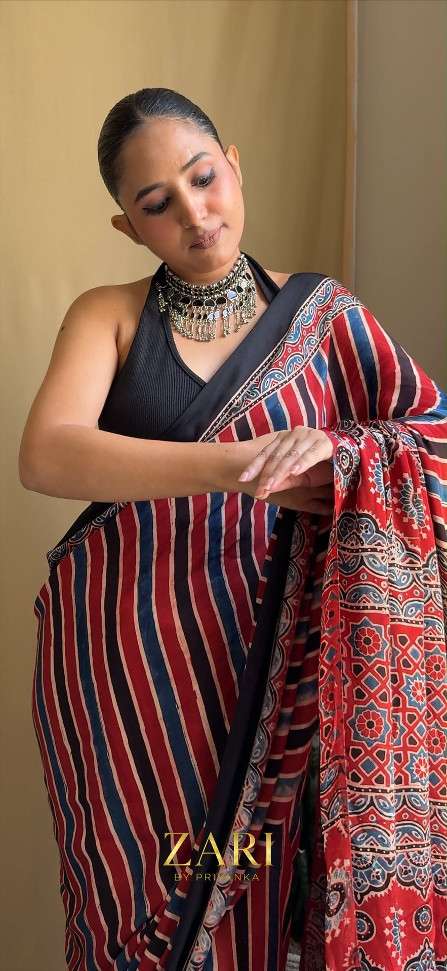 Stuthi - Pure Modal Ajrakh saree [Ready to Dispatch]