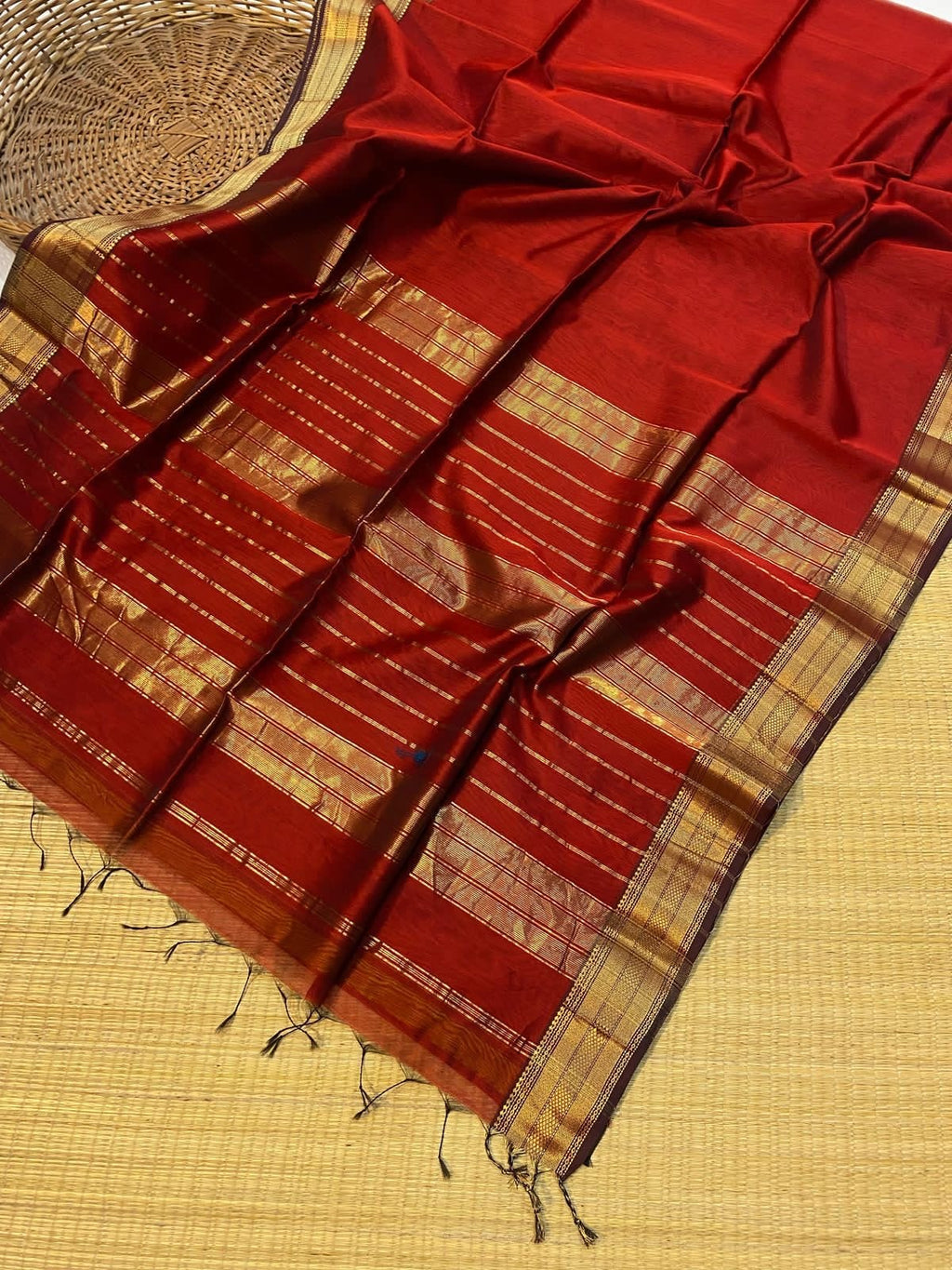 Diya Maheshwari Handloom Jari Chatai Border Saree