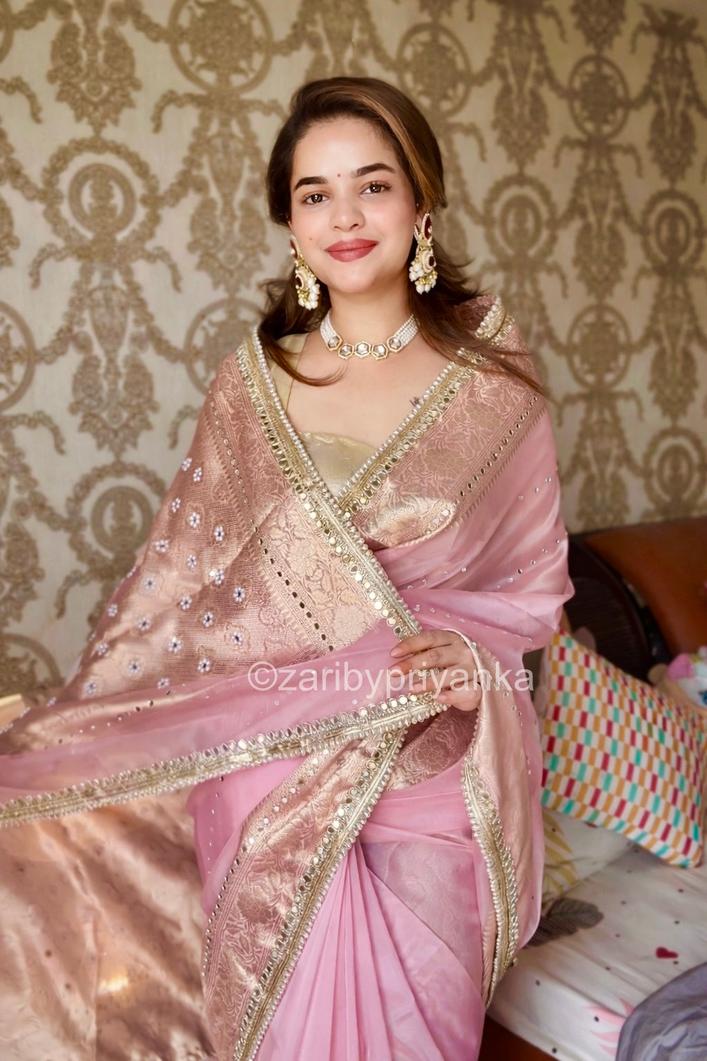 Neha 3 - Soft Tissue Saree with Mirror work
