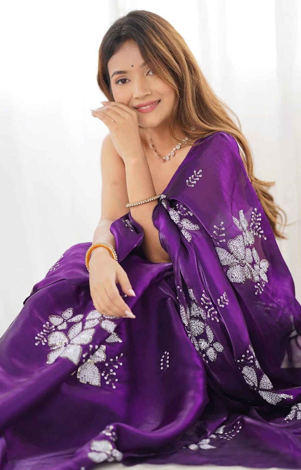 Arti Soft Organza Sequins Embellished Saree