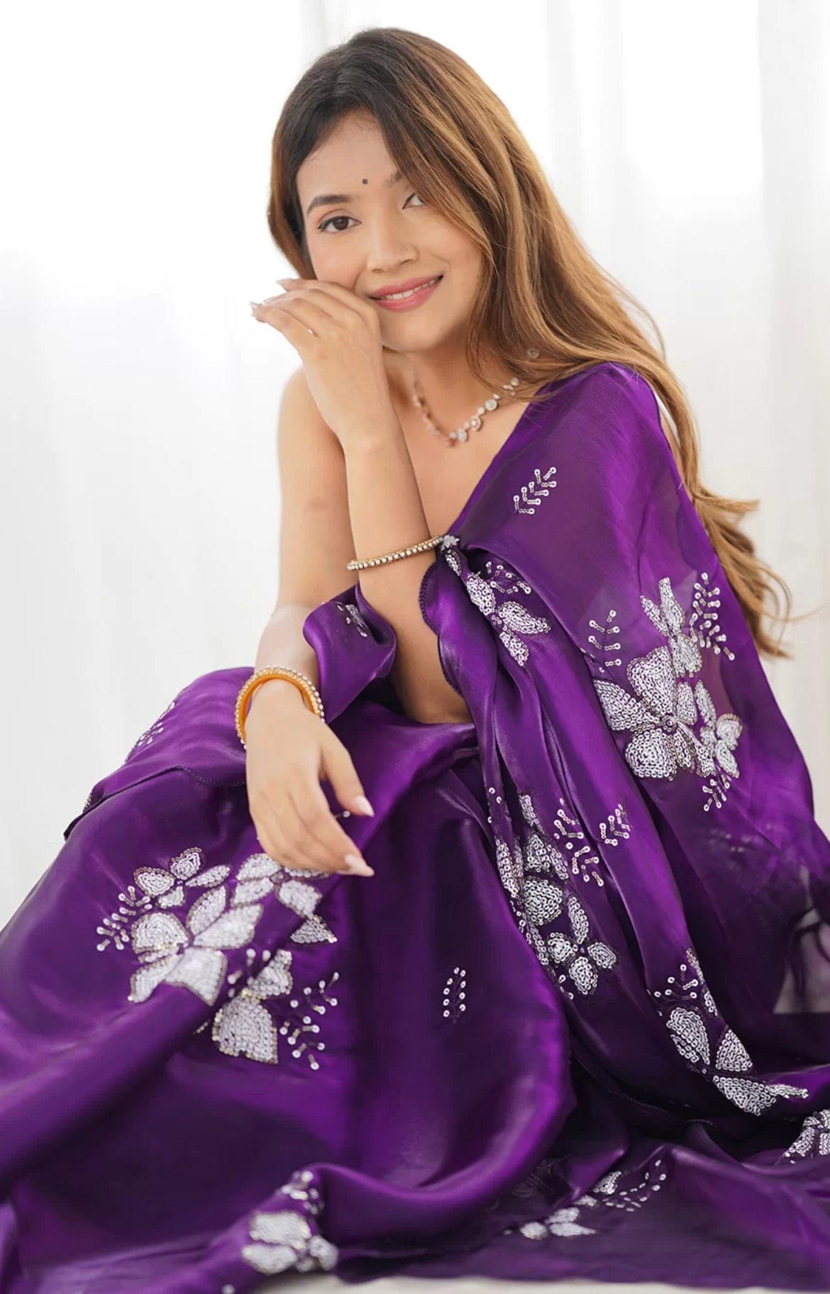 Arti Soft Organza Sequins Embellished Saree