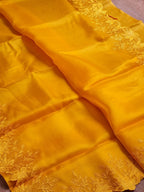 Kwab - Pure Organza Silk Embroidery Alfi Cutwork Scallop Border Saree