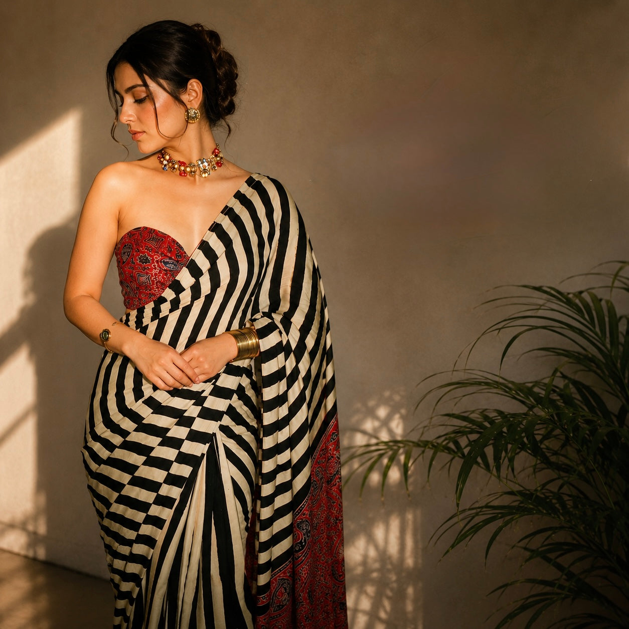 Mehr - Pure Modal Silk Ajrakh Hand Block Printed Saree [Ready to dispatch]