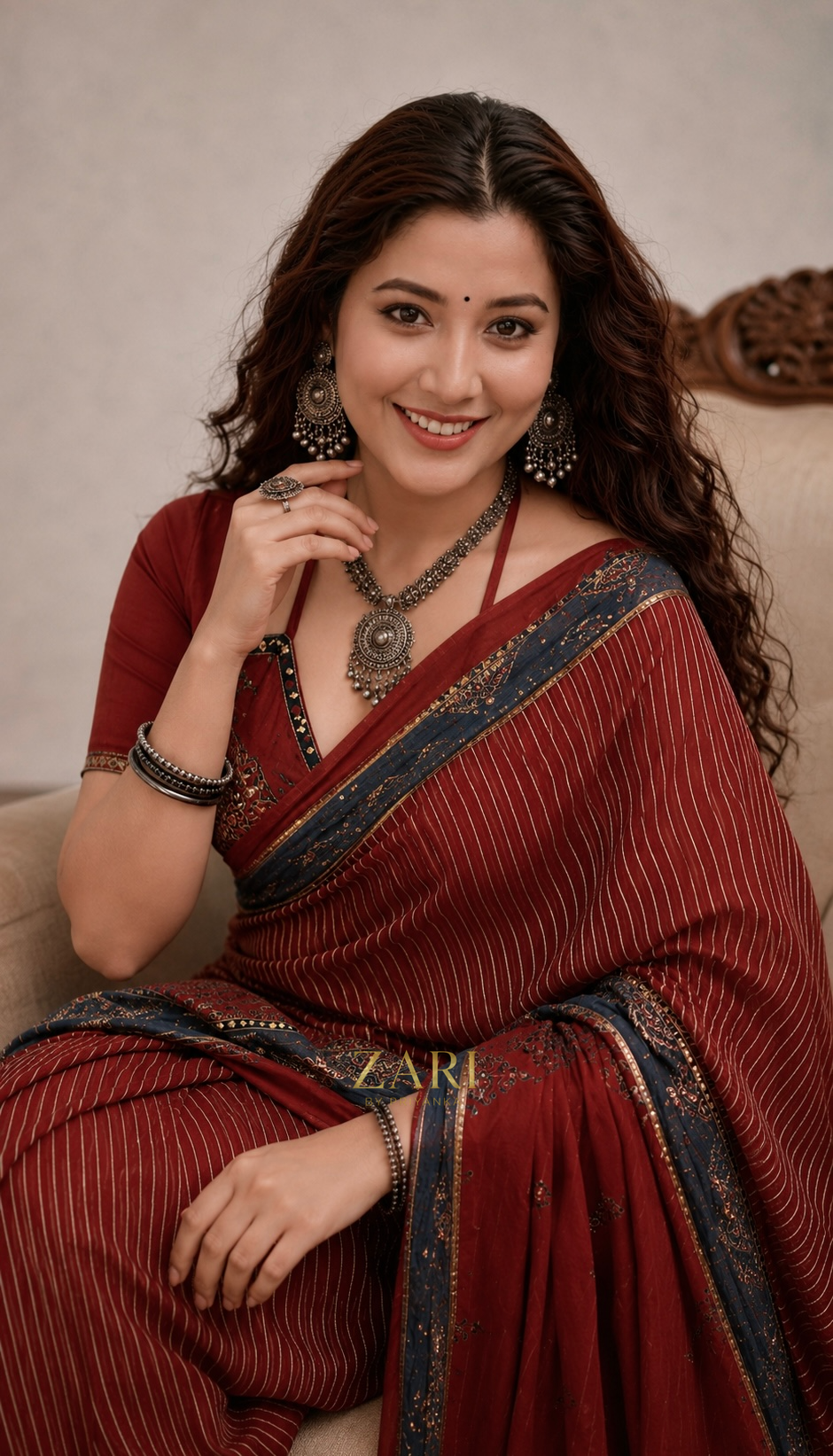 Naksha | Handcrafted Ajrakh Couture Saree