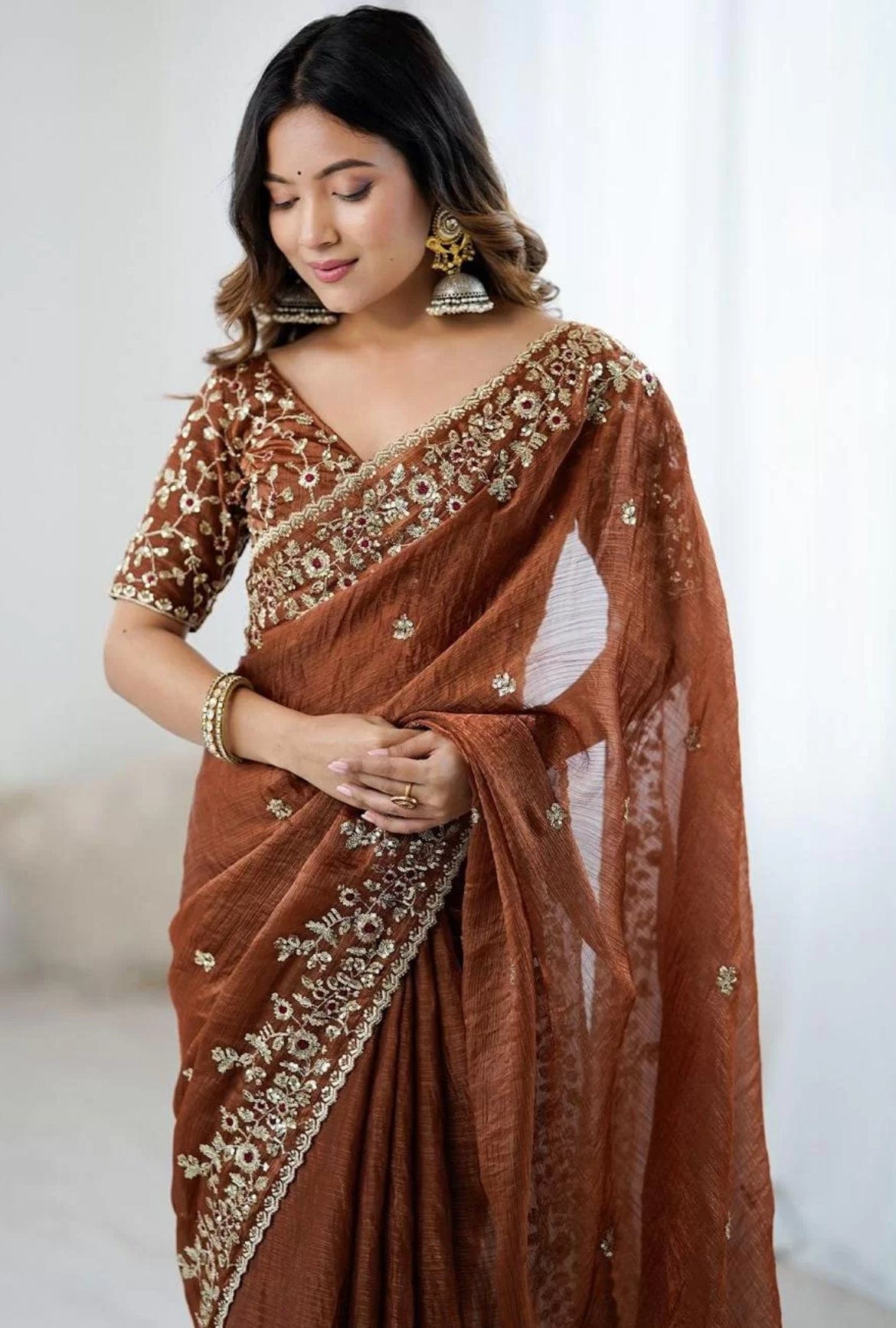 Arti - Chiffon Saree with Sequin & Embellishment Work