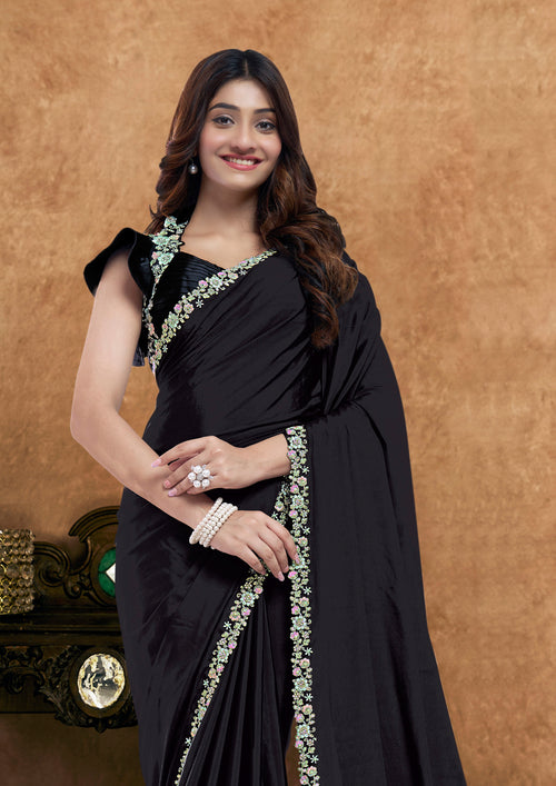 Alisha - Designer Satin Saree