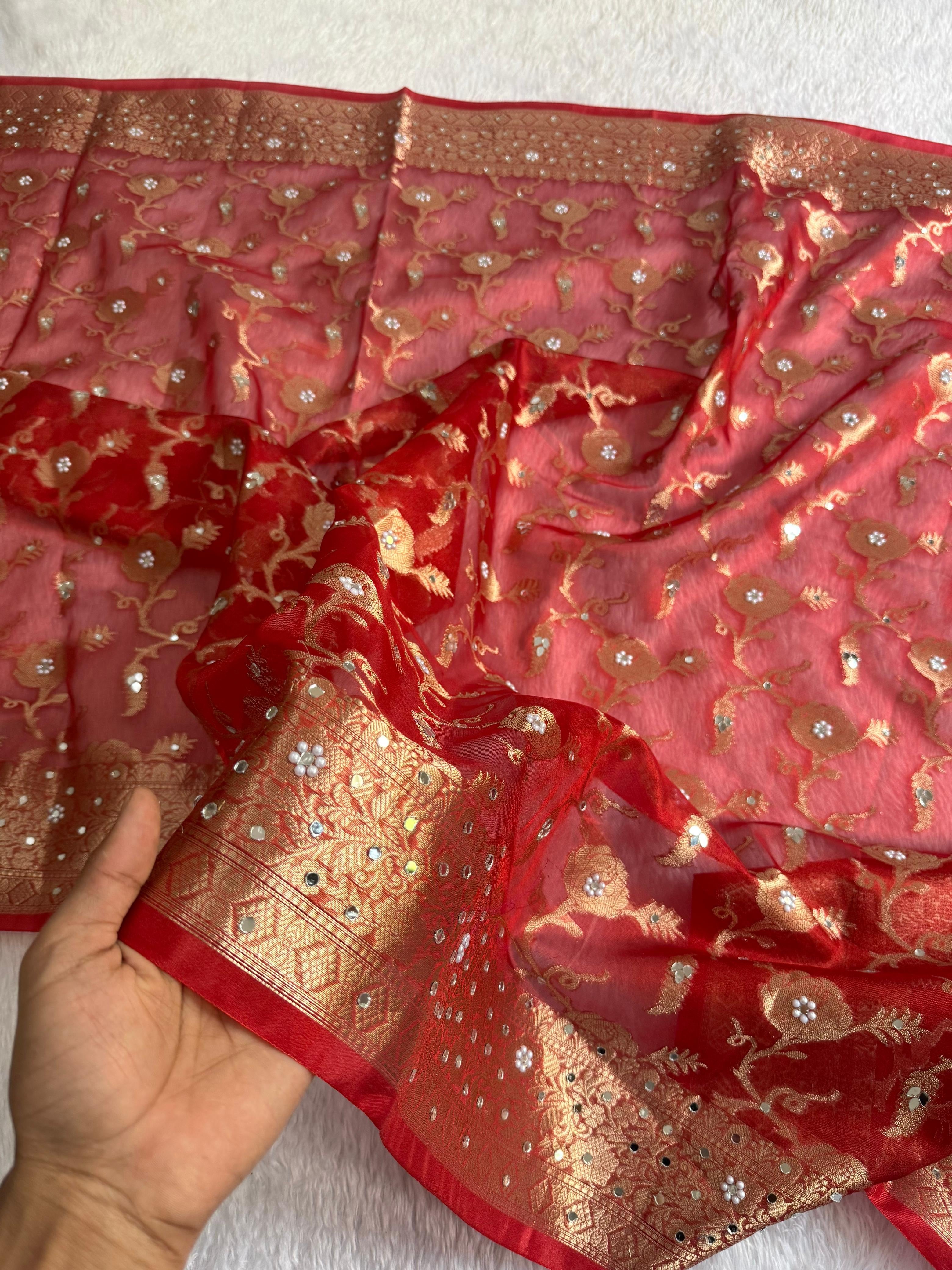 Maya - Tissue Silk Saree, paired with a stunning Brocade Blouse