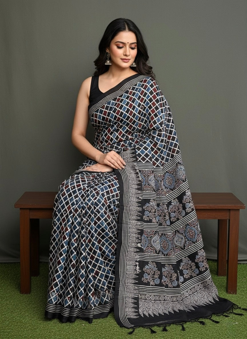 Resham - Pure Modal Silk Ajrakh Saree