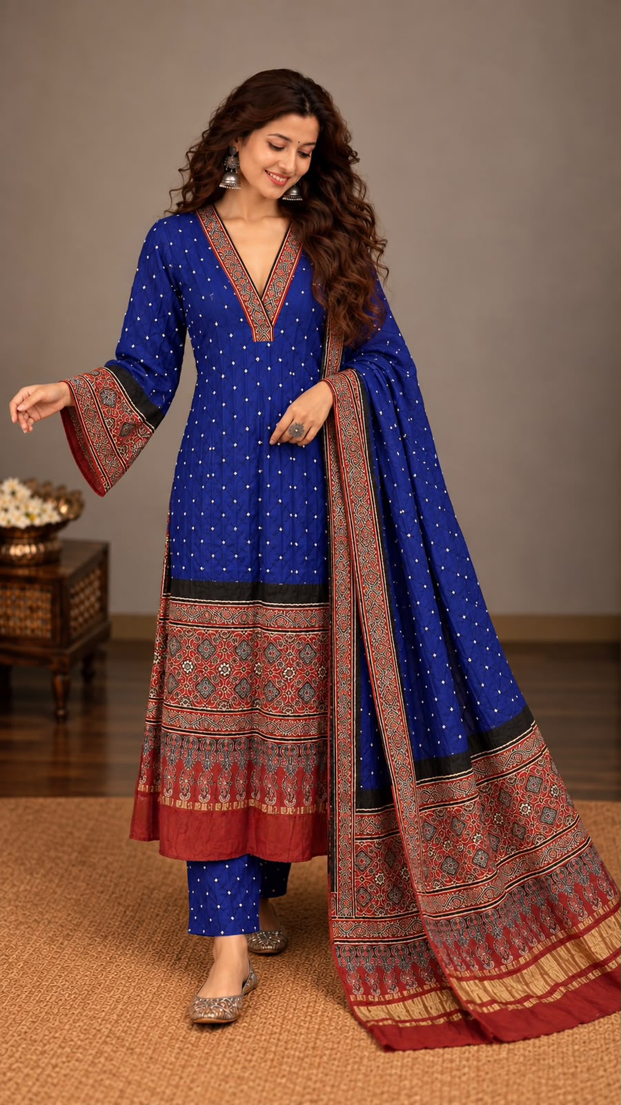 RADHA | Ajrakh Bandhej Modal Silk Suit