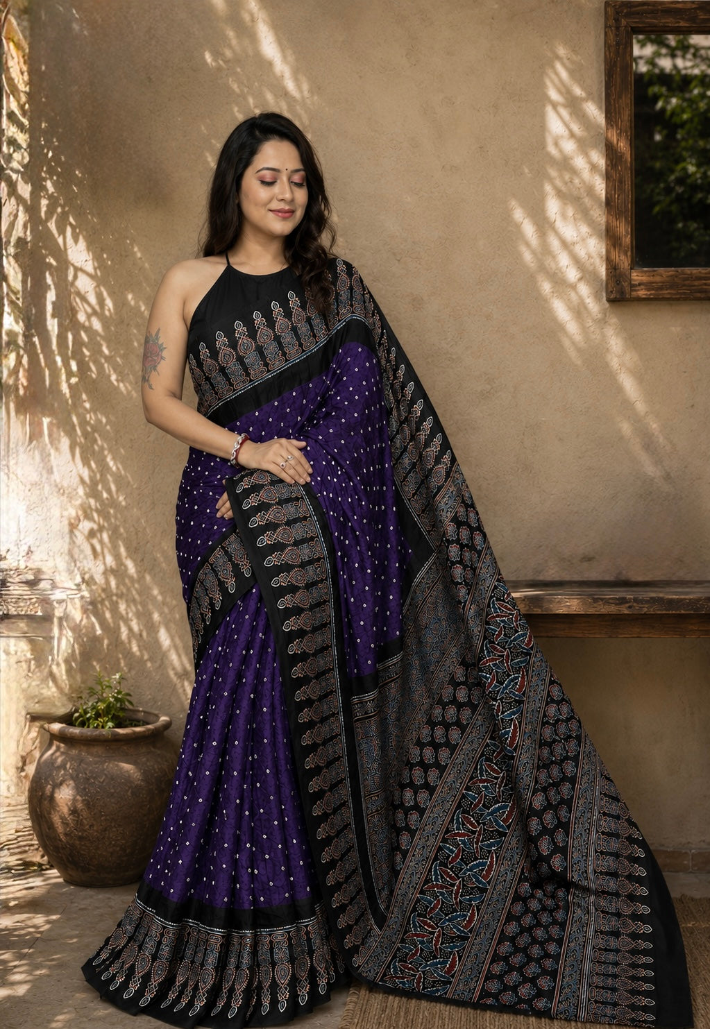 Tiyara - Pure Modal Ajrakh saree