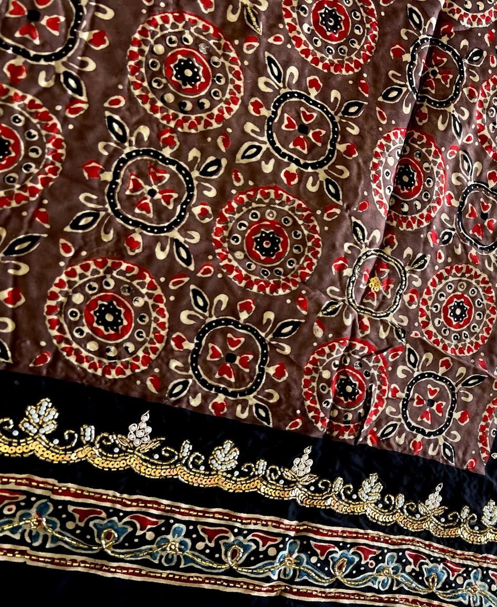 Twinkle | Handcrafted Ajrakh Couture Saree [Ready to dispatch]