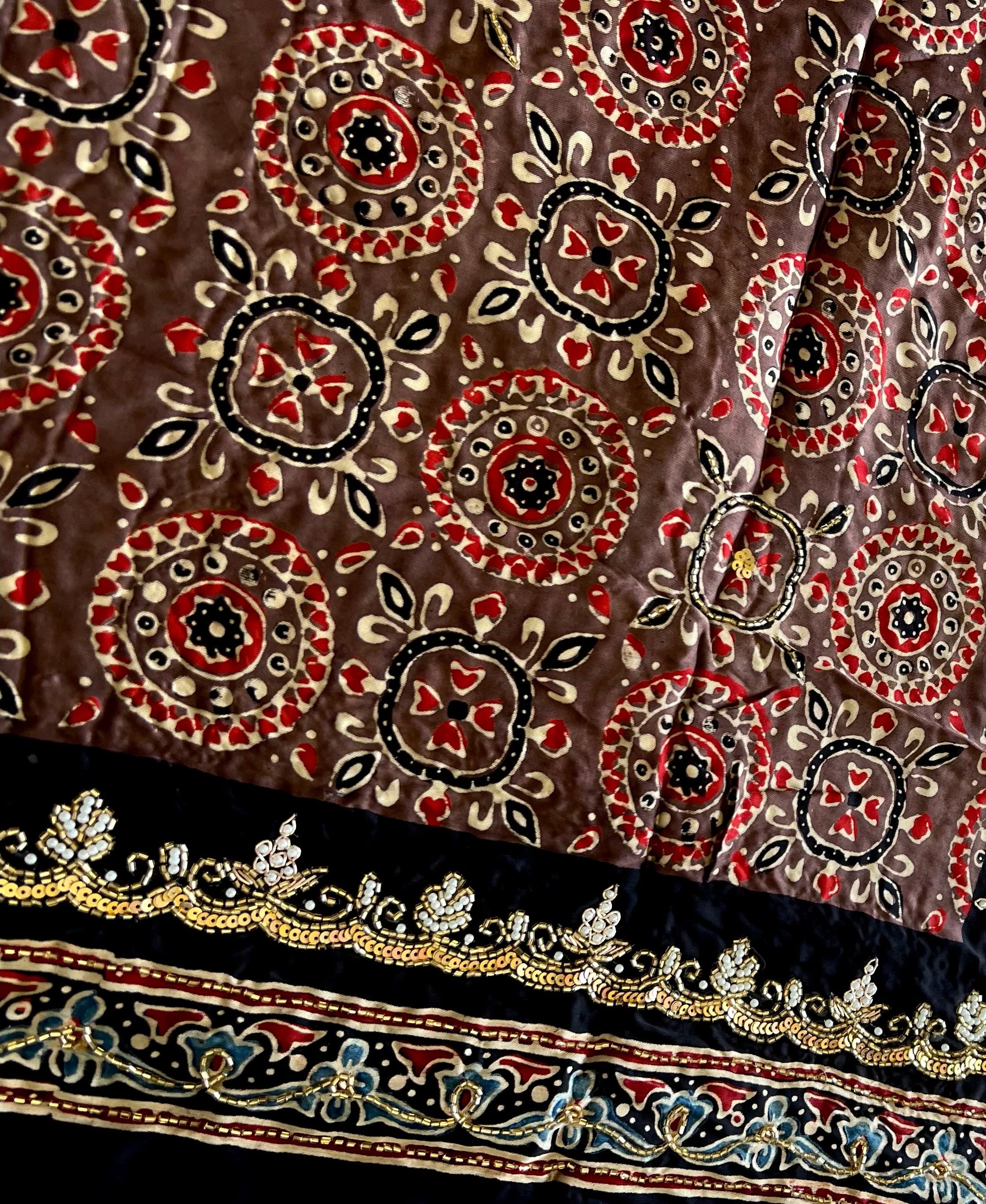 Twinkle | Handcrafted Ajrakh Couture Saree [Ready to dispatch]