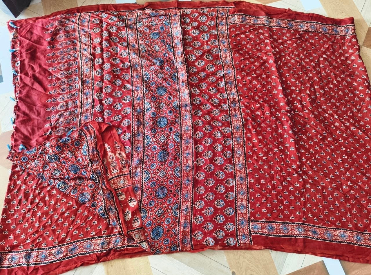 Resham - Premium Pure Modal Silk Ajrakh Saree