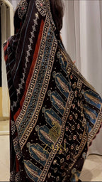 Mirra | Designer Handcrafted Ajrakh Saree - Zari by Priyanka