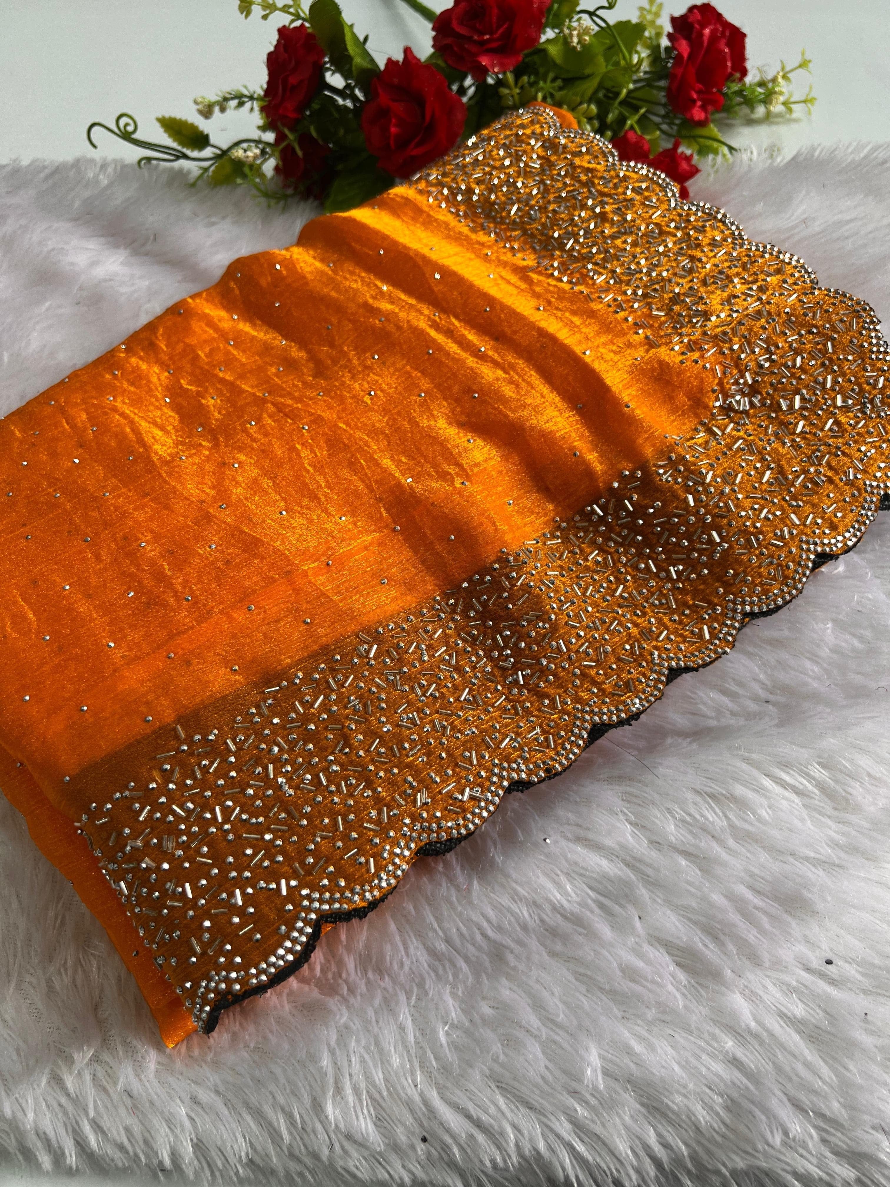 Kalki - Chiffon Saree adorned with delicate Jarkan work.