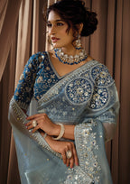 Nivika - Designer Organza Satin Saree