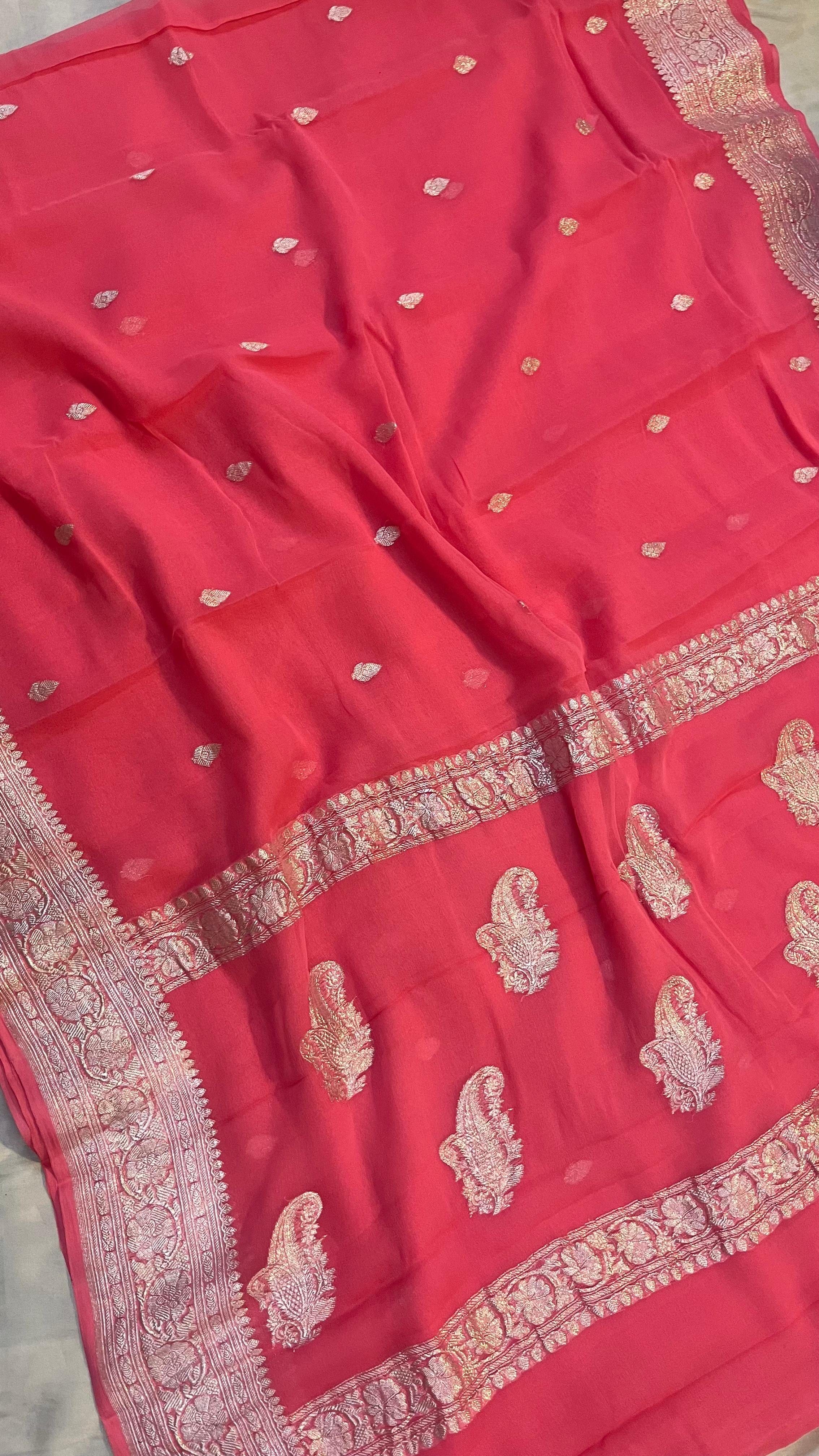 Avra - Banarasi Pure Khaddi Georgette Kadwa Saree