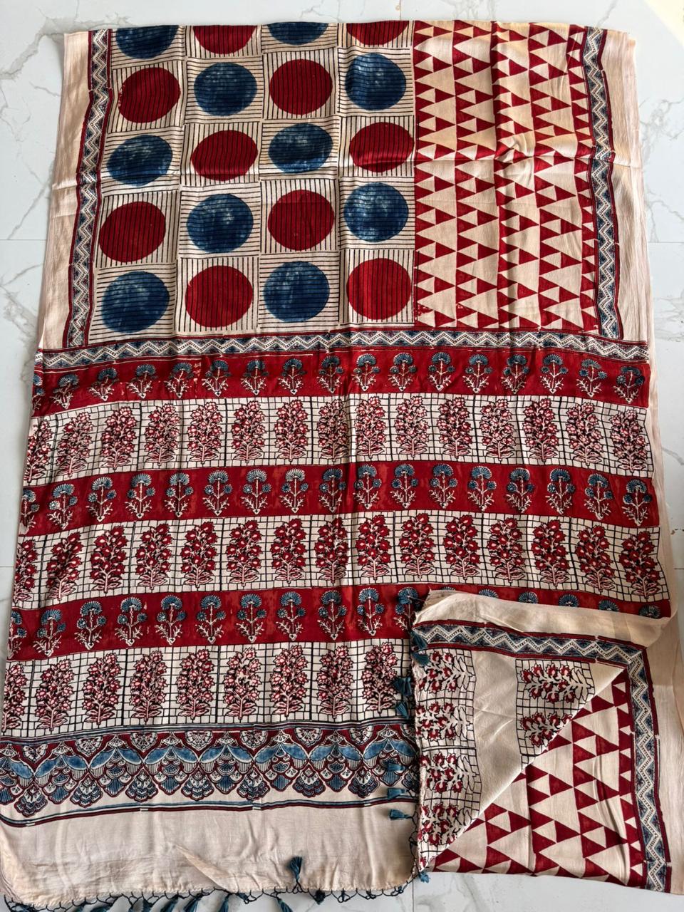 Indira  - Pure Modal Ajrakh saree