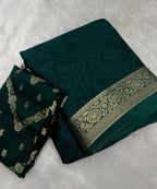 Tanvi - Viscose Chinon Silk Saree & Embroidered Blouse
