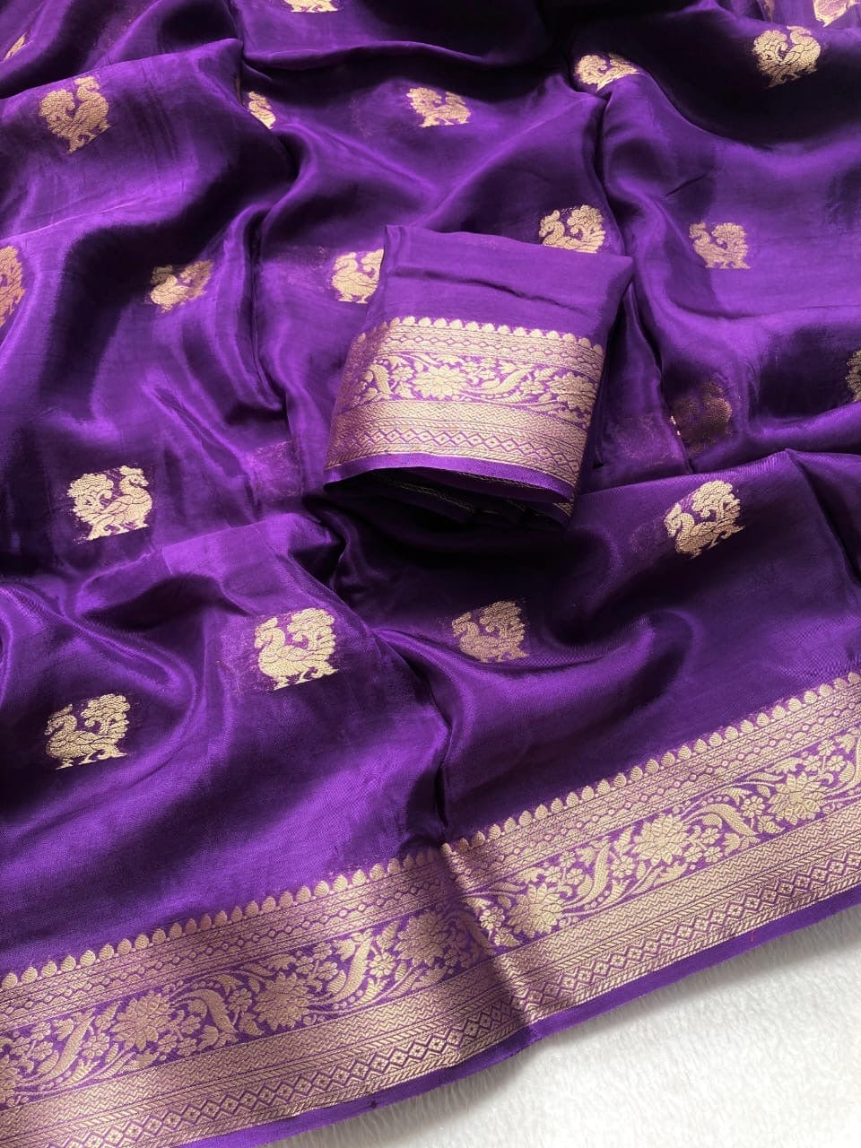 Neena - Mysore silk crepe with peacock Jacquard