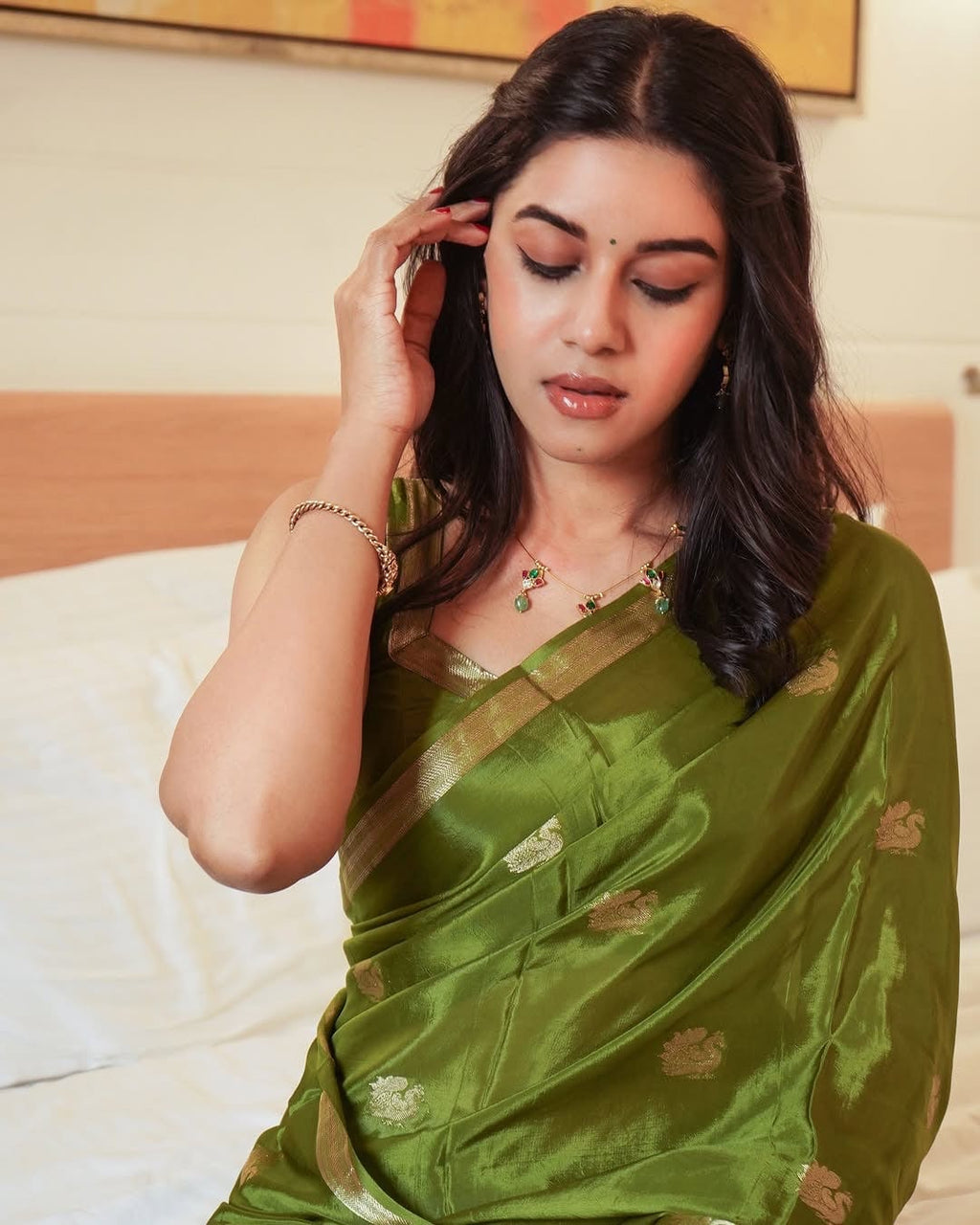 Neena - Mysore silk crepe with peacock Jacquard