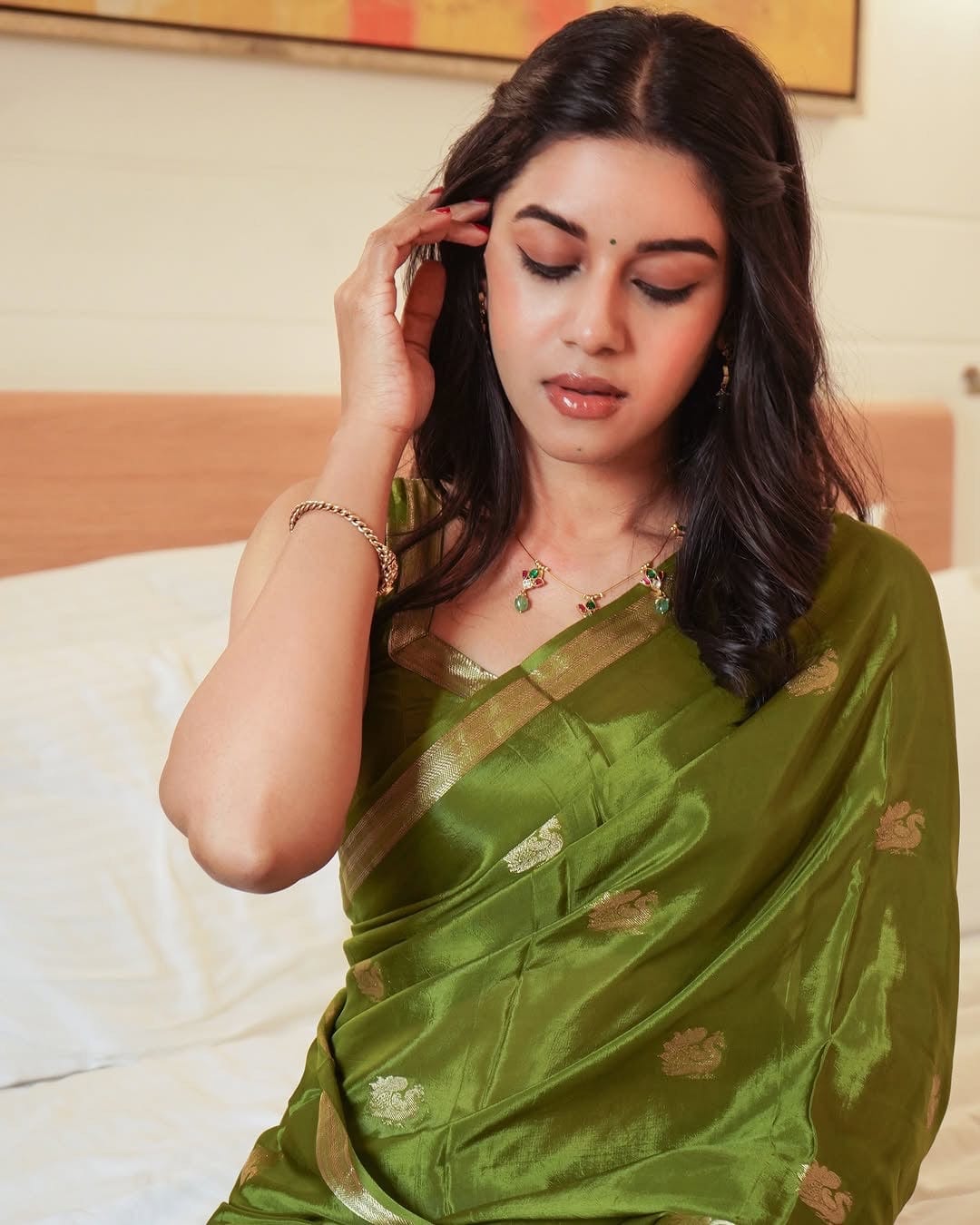 Neena - Mysore silk crepe with peacock Jacquard