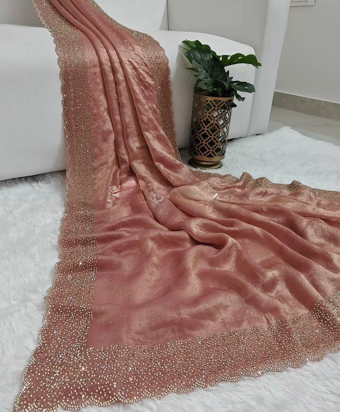 Kalki - Chiffon Saree adorned with delicate Jarkan work.