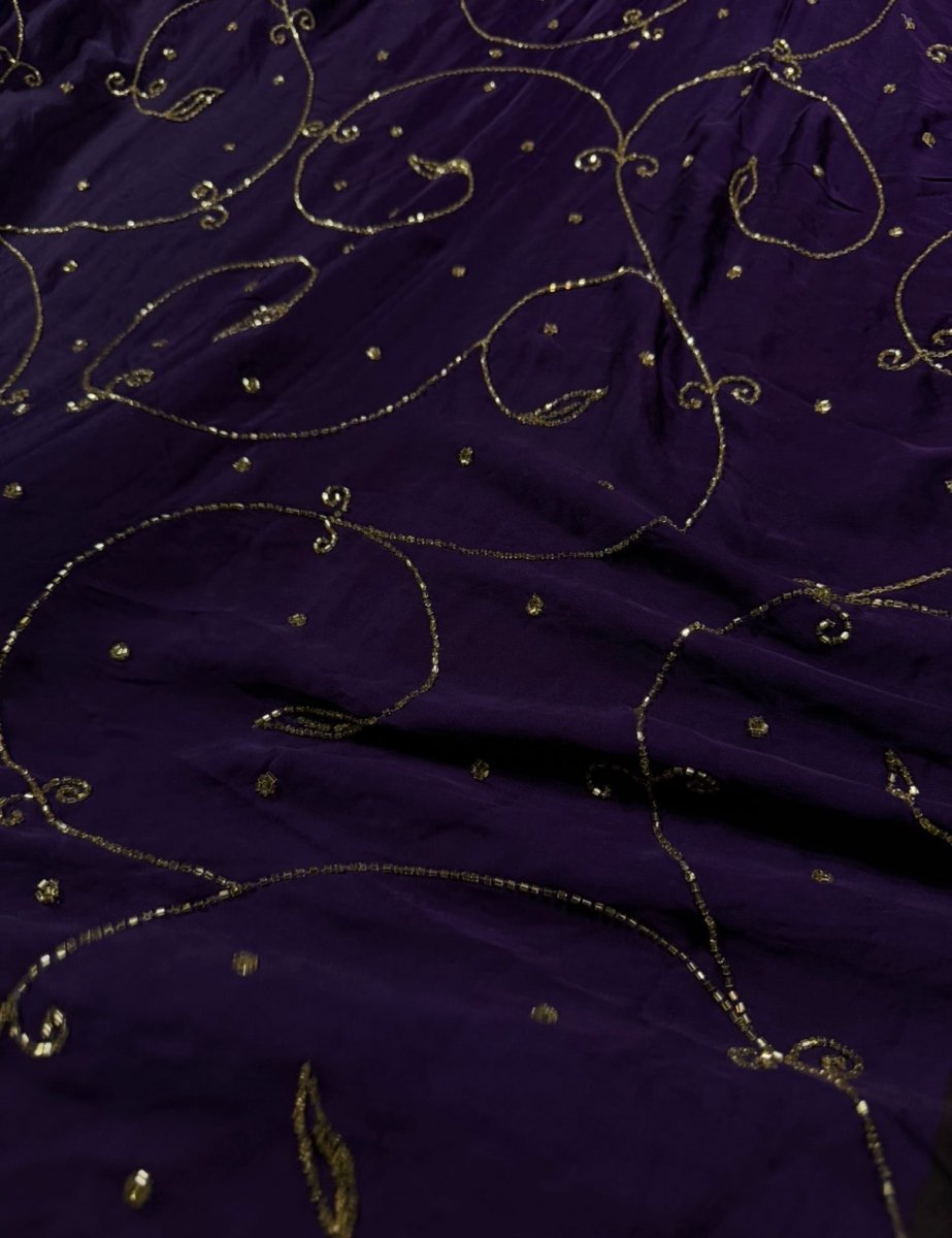 Gaurika | Designer Handcrafted Ajrakh Saree - Zari by Priyanka