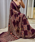 Zora | Handcrafted Ajrakh Couture Saree