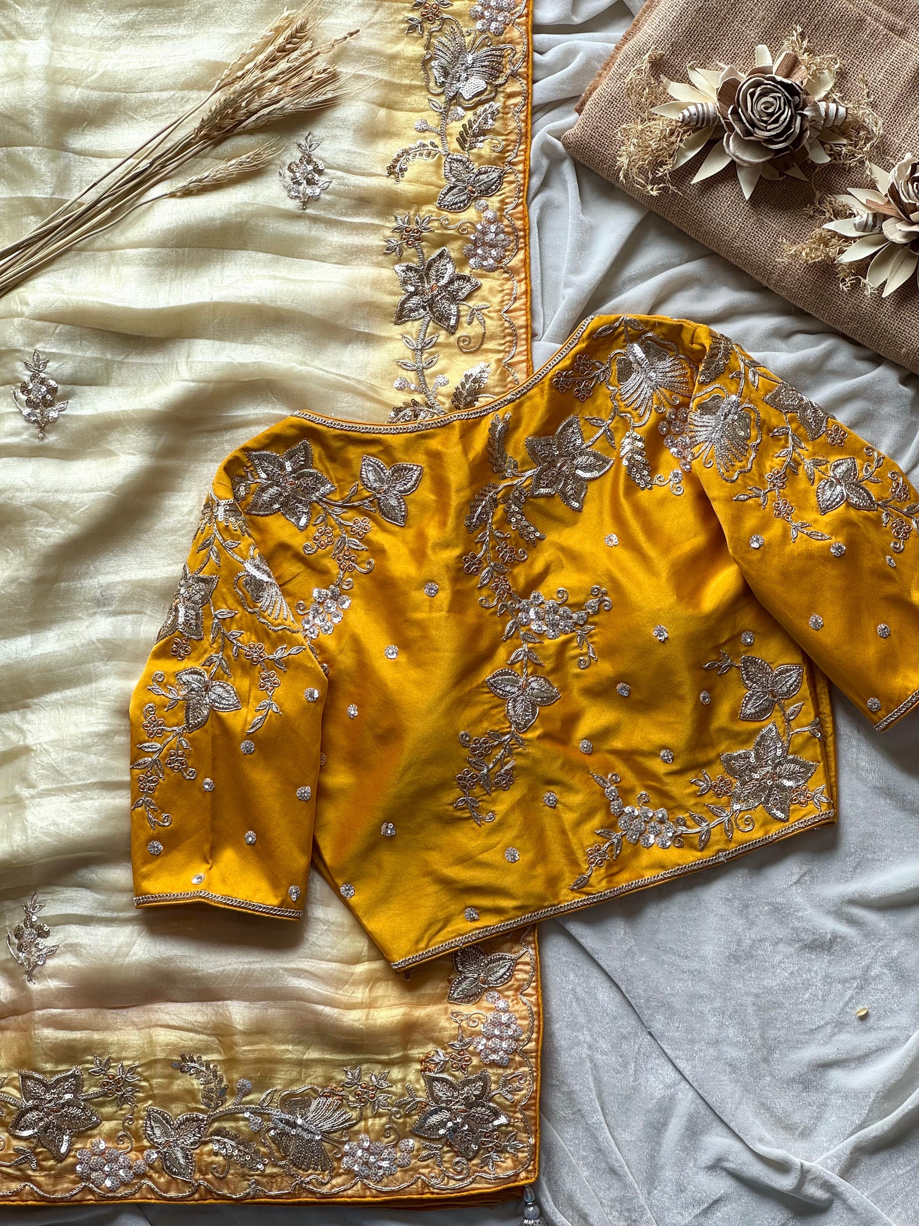 Nehali - Soft Space Silk Handwork Saree