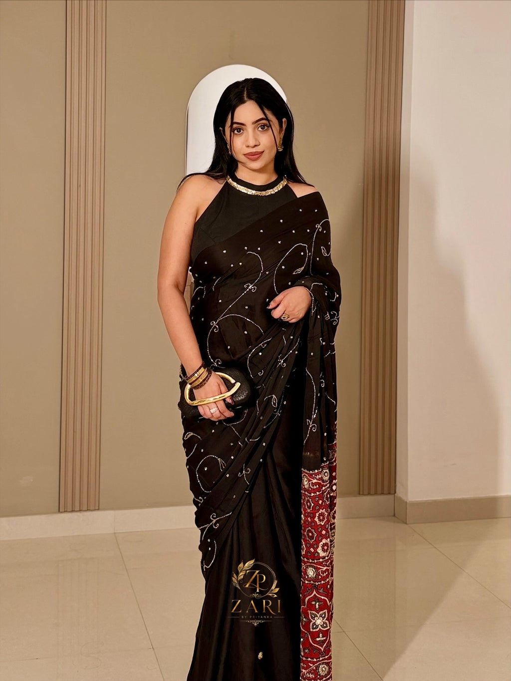 Rudrani | Handcrafted Ajrakh Couture Saree
