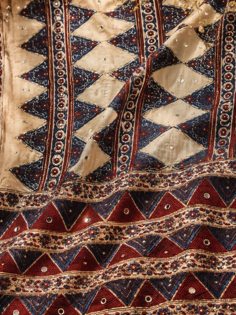 Heeriya - Designer Ajrakh Handworked Saree