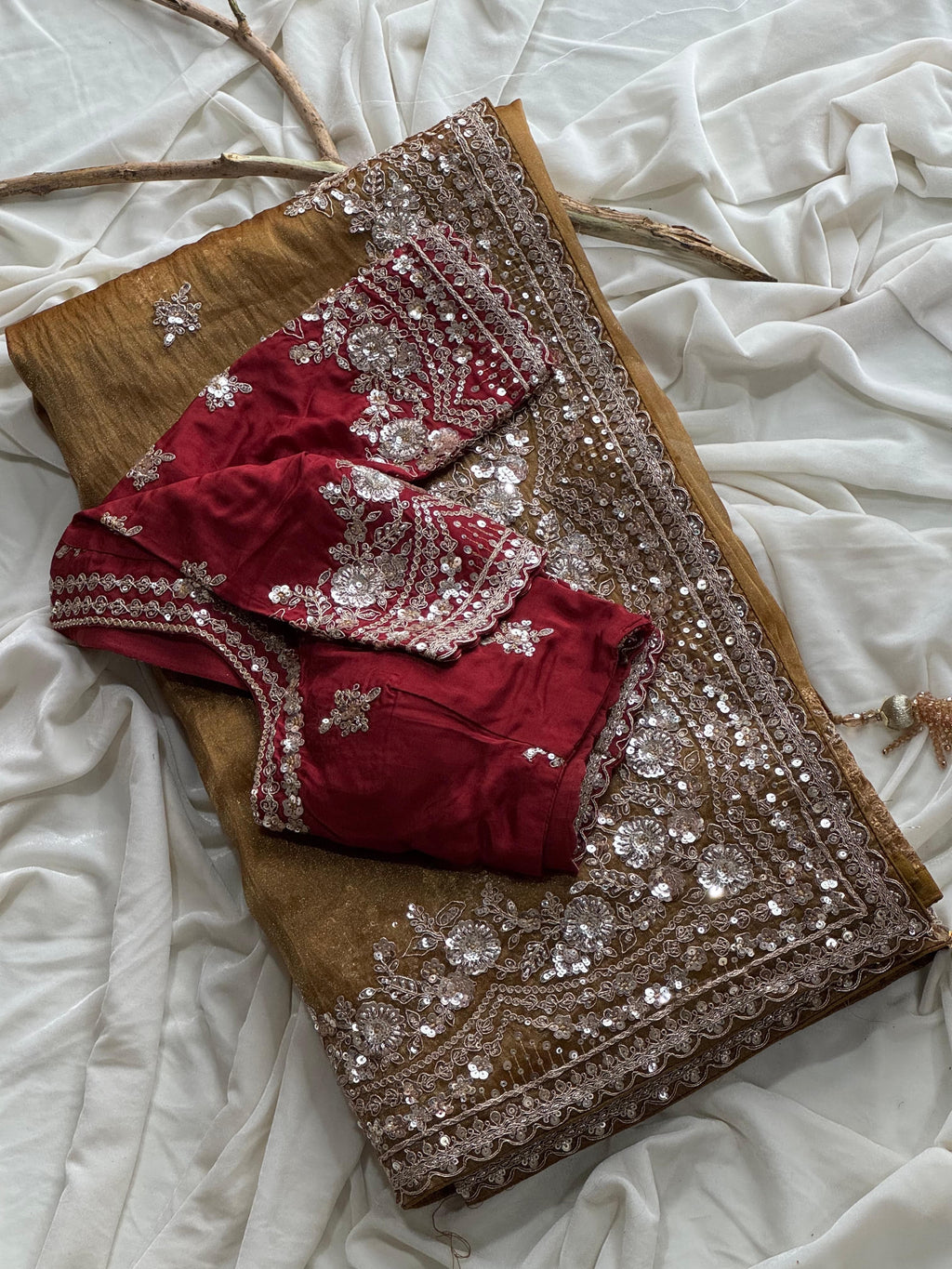 Payal - Designer Tissue Silk Saree with Multicolour Sequin Work