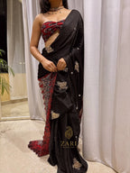 Shaira | Designer Handcrafted Ajrakh Saree - Zari by Priyanka