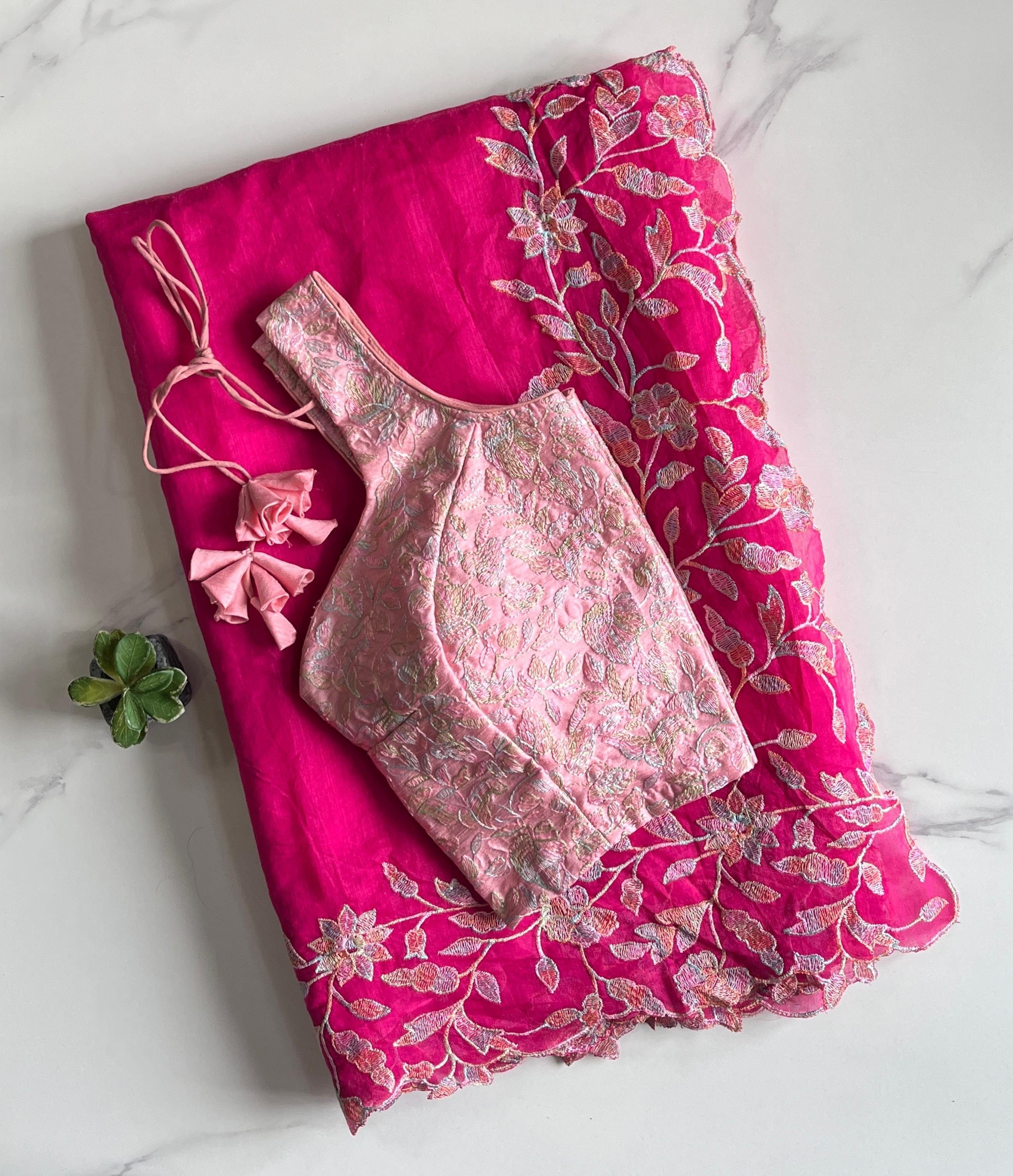 Divya - Premium Chanderi Saree with Multi-Thread Embroidery