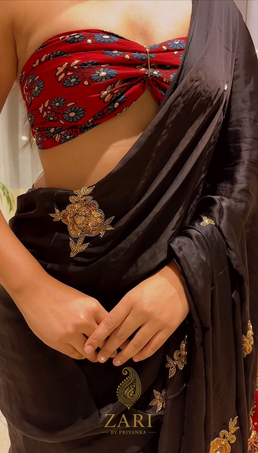 Shaira - Designer Ajrakh Handworked Saree