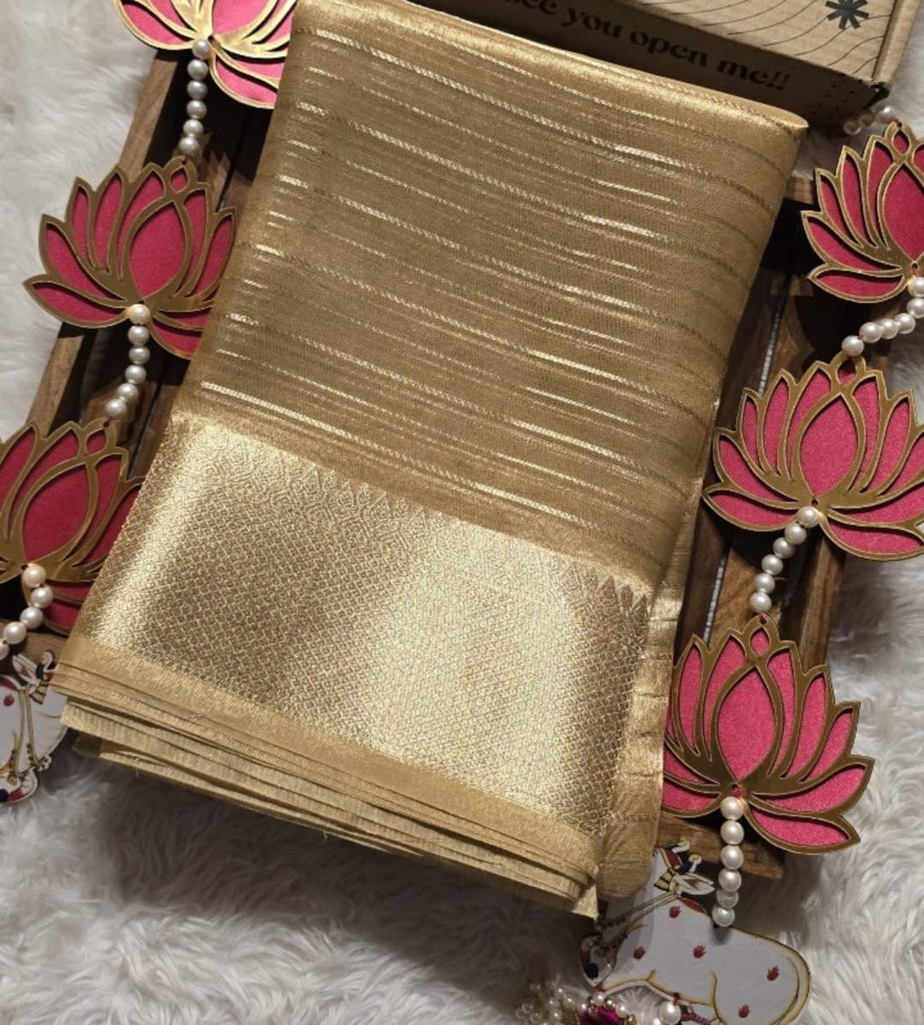 Mozhi - Golden Tissue Silk Saree
