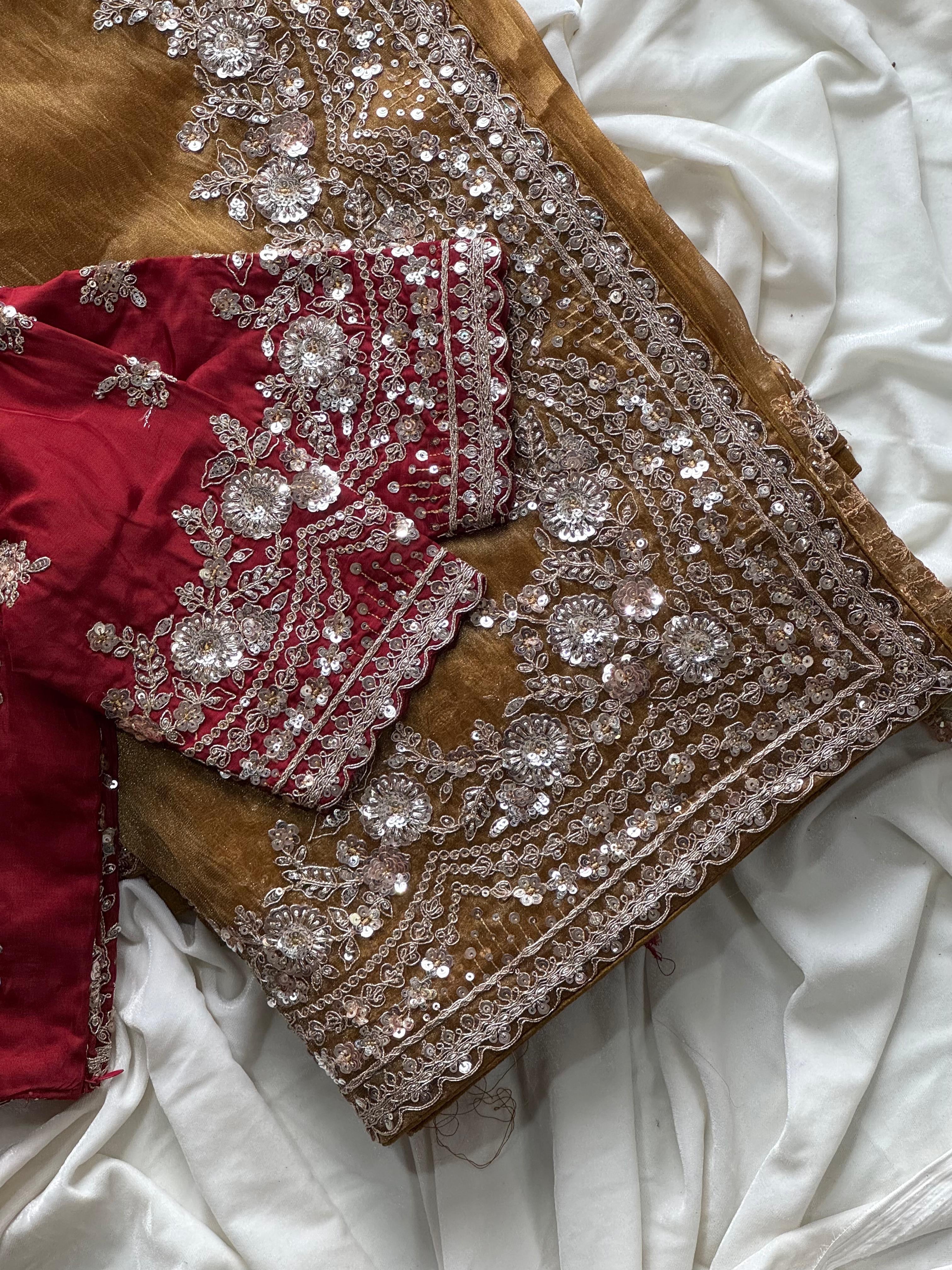 Bharti - Designer Tissue Silk Saree