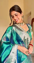 Shehnaz - Maharani Glass Tissue Silk Saree with Handwork