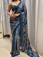 Yalina | Handcrafted Ajrakh Couture Saree