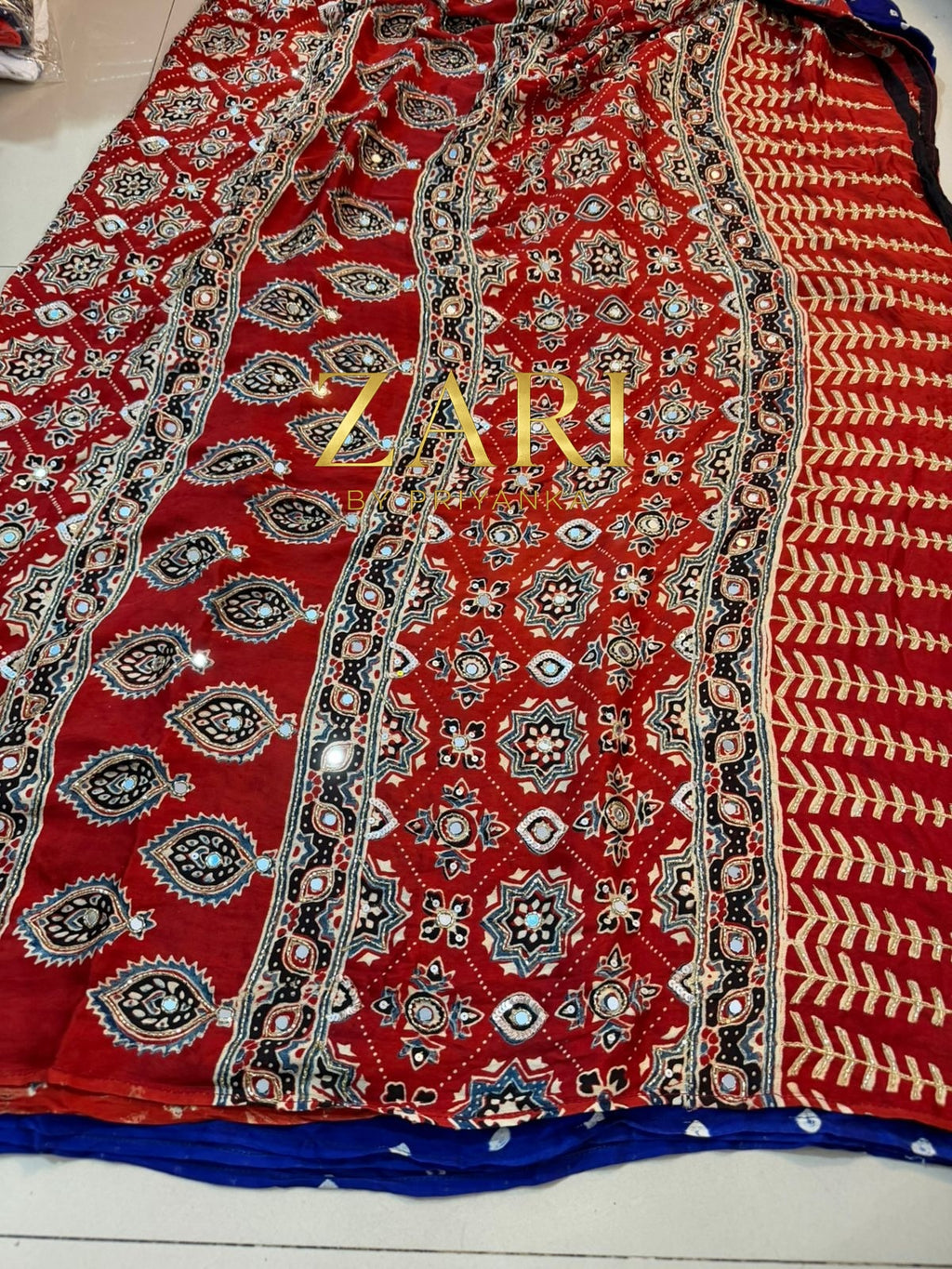 Chanchal | Handcrafted Ajrakh Bandhej Couture Saree [Dispatch from September 15th]